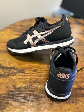 ASICS Black Sneakers with Rose Gold Accents
